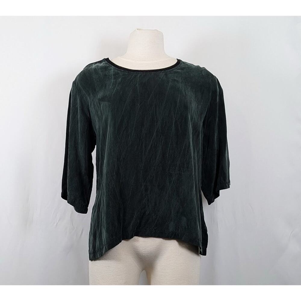 PalaPala Top Dark Green Silk Lagenlook Wearable Art Women's Size 1 Fits S/M